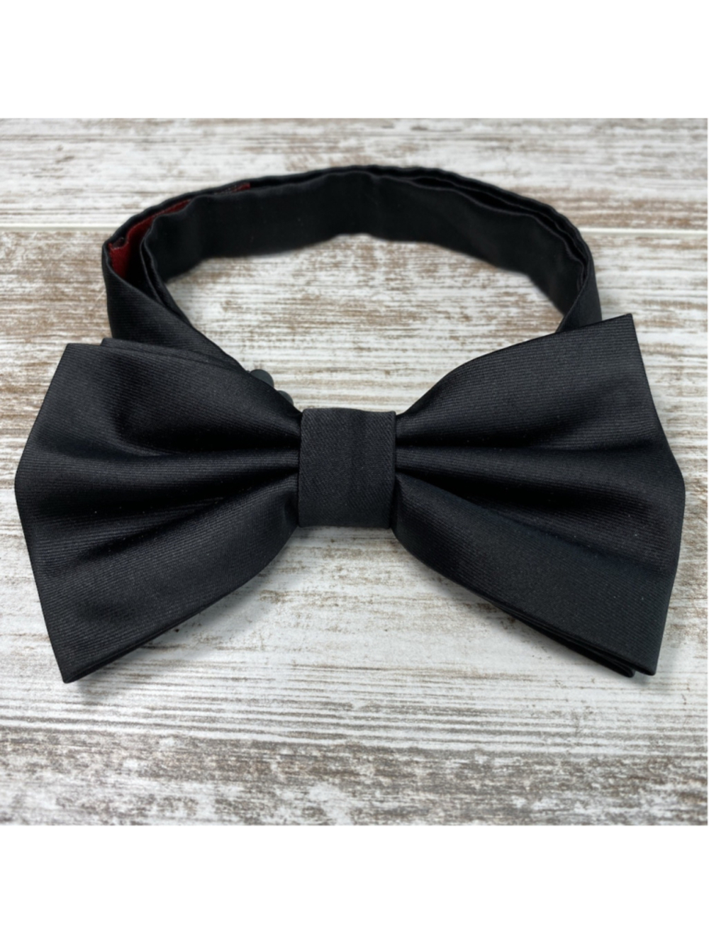 Brand Q Black Bow Tie Pre Tied Solid Satin Adjustable Formal Tuxedo Classic Mens
